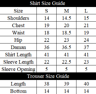 Asrah Size Chart