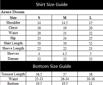 Azure Dream Size Chart