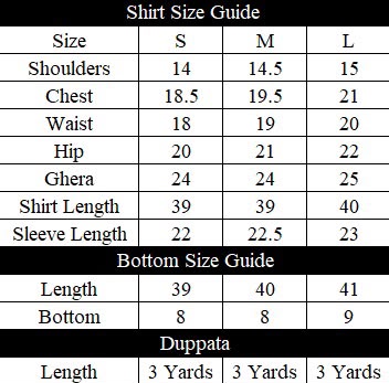 Cashmere Size Chart