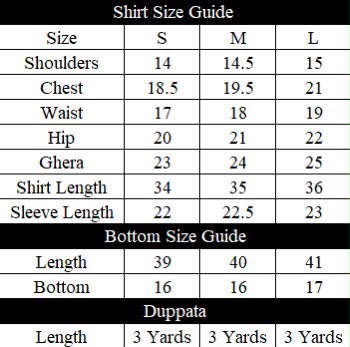 Crimson Size Chart