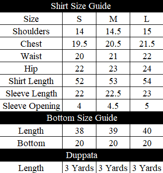 Ethereal Ember Size Chart