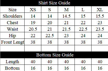 Fairytale Forest Size Chart