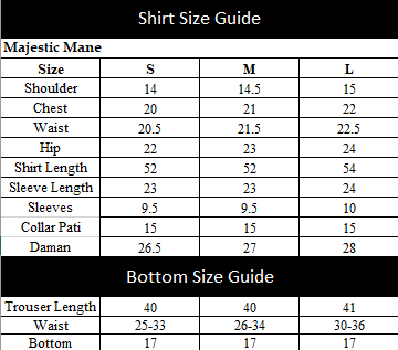 Majestic Mane Size Chart