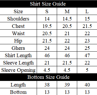Mughal Jade Size Chart
