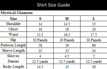 Mystical Glamour Size Chart