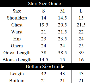 Neelgoun Size Chart