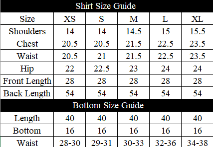 Raven's Reign Size Chart