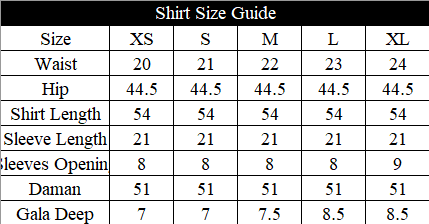 Rebellious Size Chart