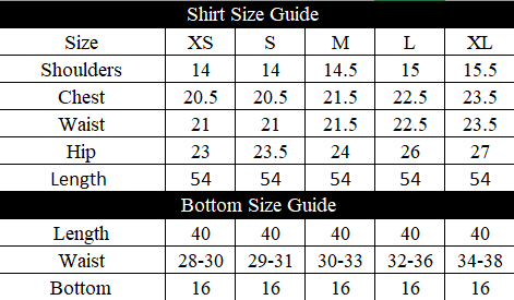 Sapphire Seraph Size Chart