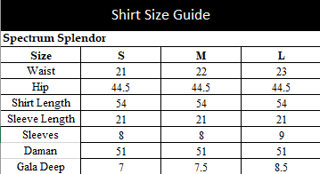 Spectrum Splendor Size Chart