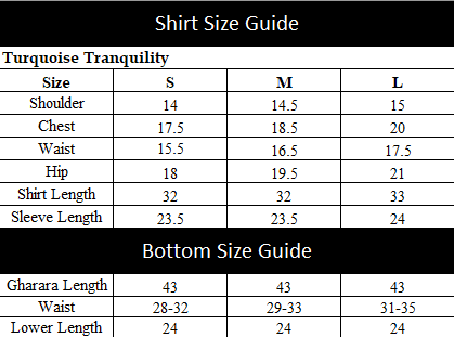 Turquoise Tranquility Size Chart
