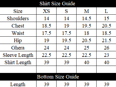 Lalah Zaar Size Chart
