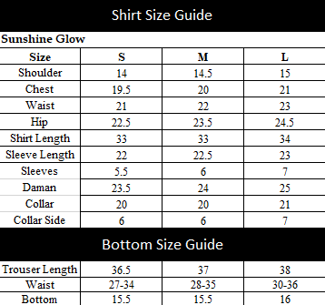 Sunshine Glow Size Chart