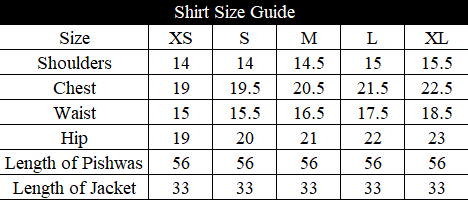 Tricolore Size Chart